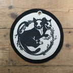 Skeletal Cats Felt Wall Banner
