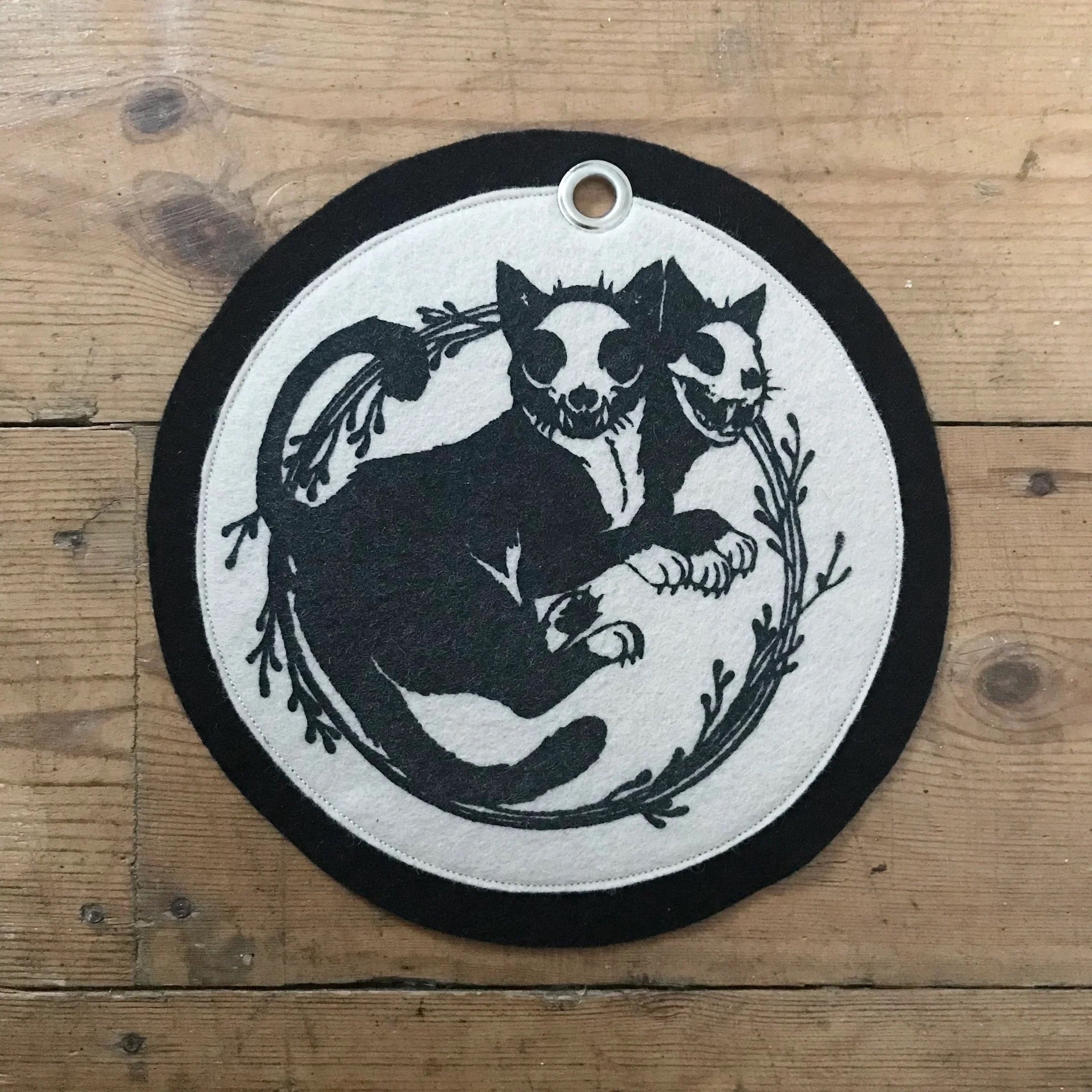 Skeletal Cats Felt Wall Banner