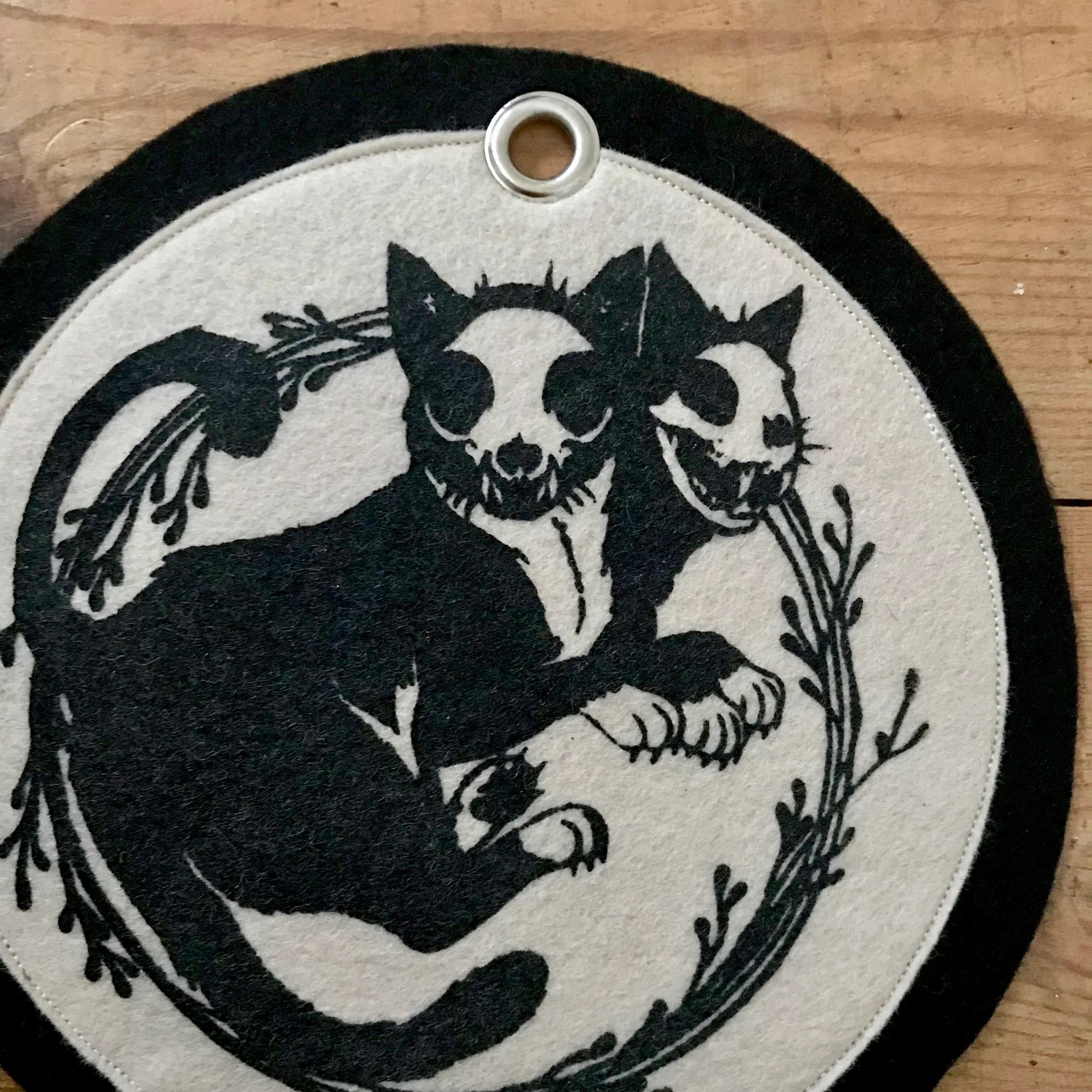Skeletal Cats Felt Wall Banner