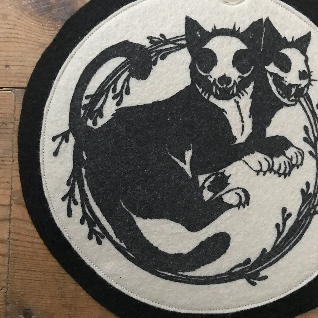 Skeletal Cats Felt Wall Banner