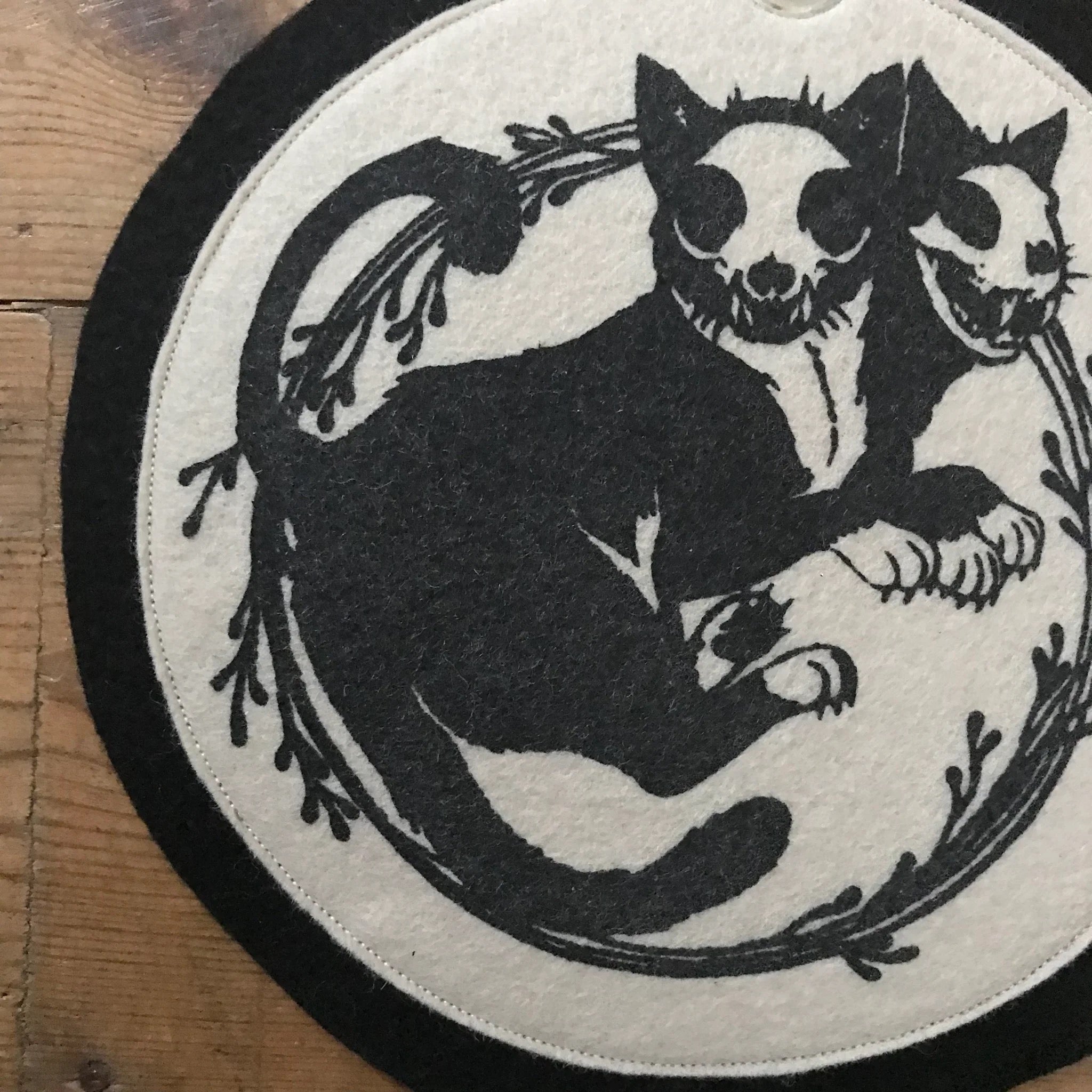 Skeletal Cats Felt Wall Banner