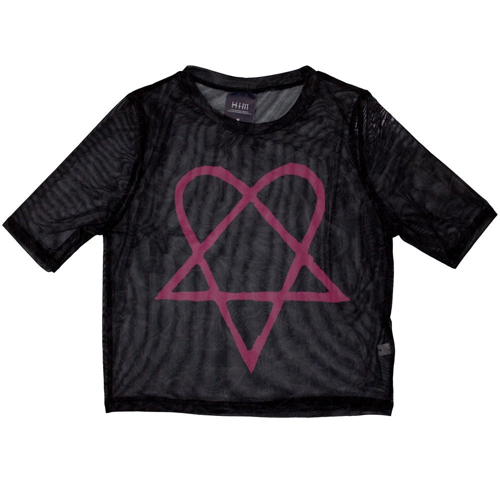 HIM Pink Heartagram Mesh Crop