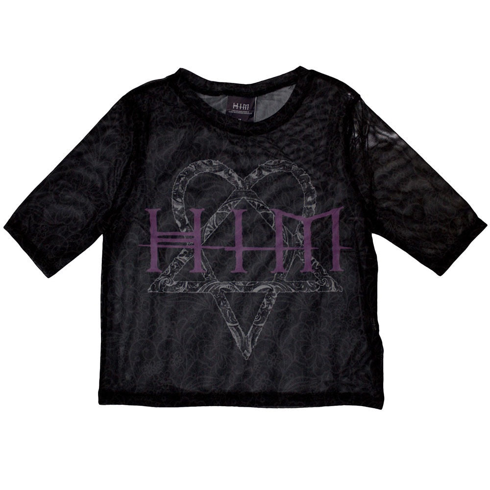 HIM Heartagram & Logo Mesh Crop