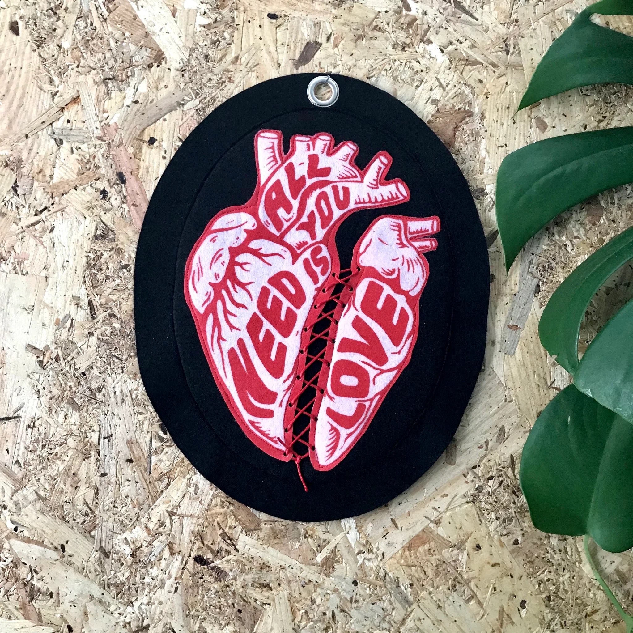 Pink Anatomical Heart Felt Wall Hanging