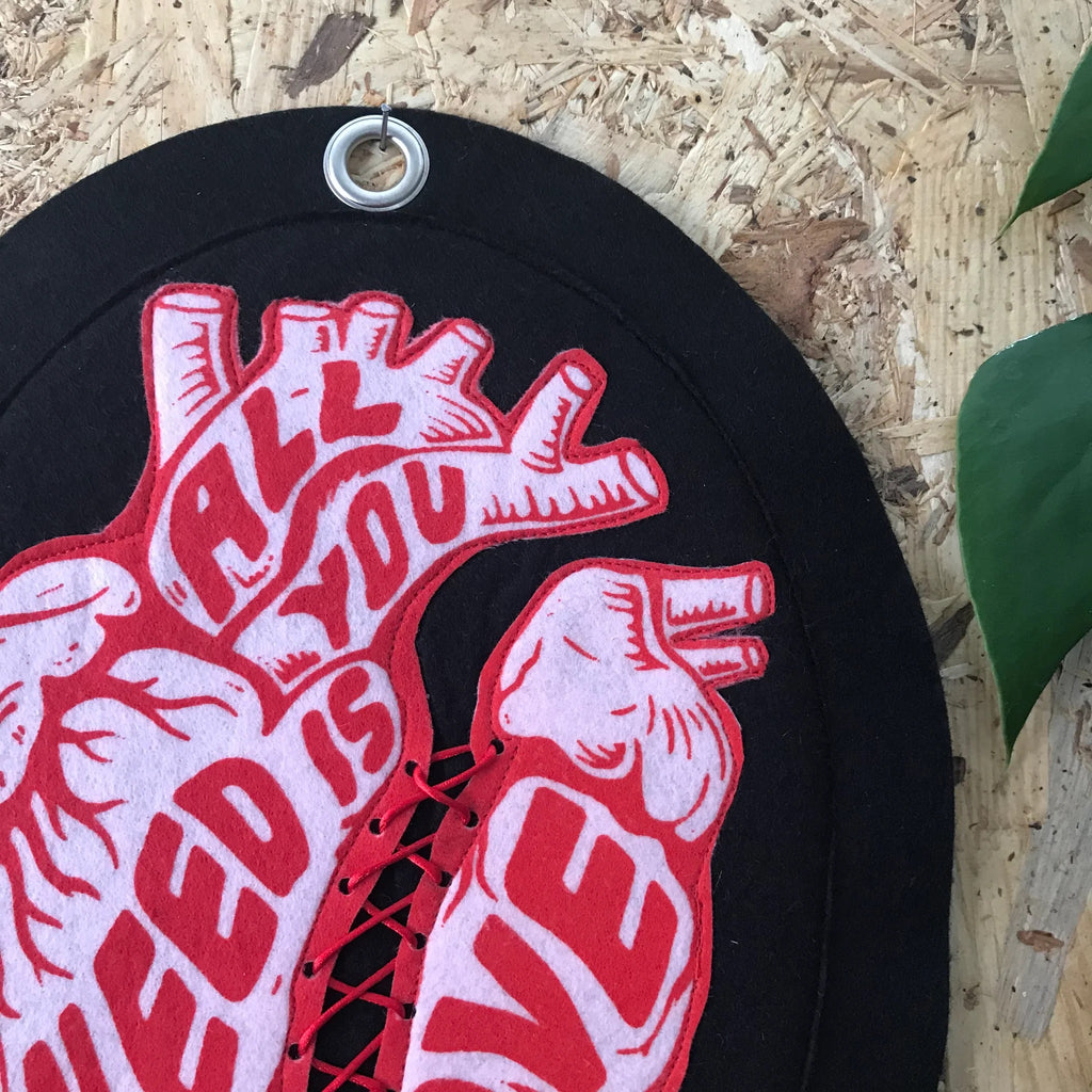 Pink Anatomical Heart Felt Wall Hanging