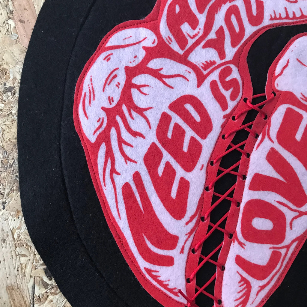 Pink Anatomical Heart Felt Wall Hanging