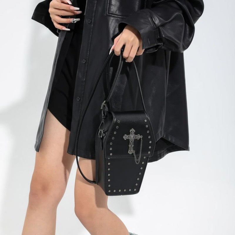 Gothic Cross Studded Crossbody Bag