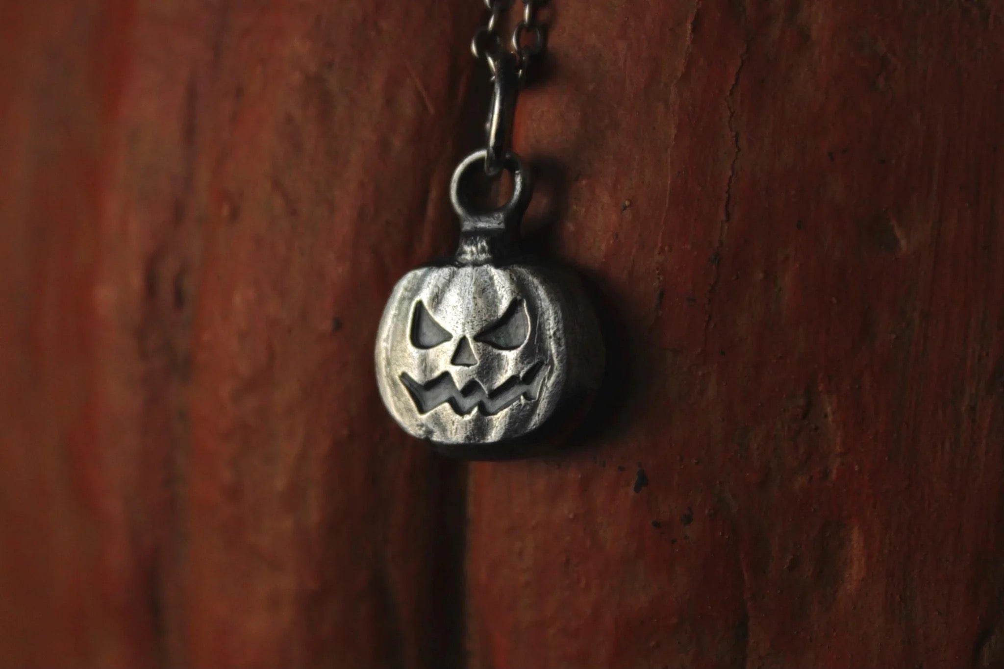 Sterling Silver Jack O’Lantern Pumpkin Pendant