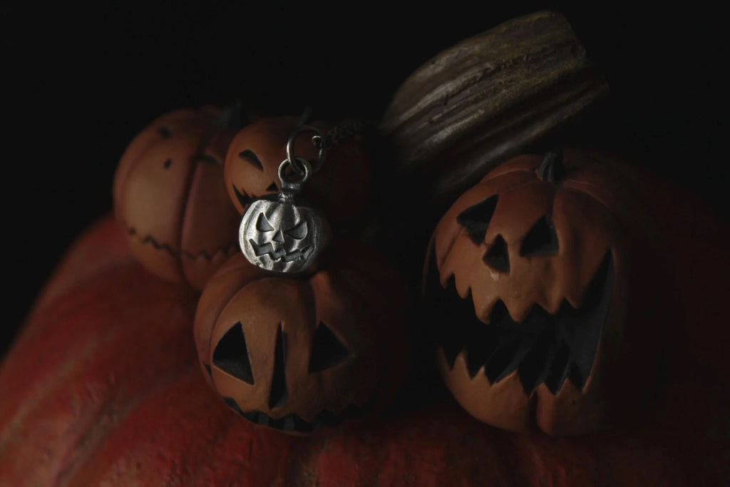 Sterling Silver Jack O’Lantern Pumpkin Pendant