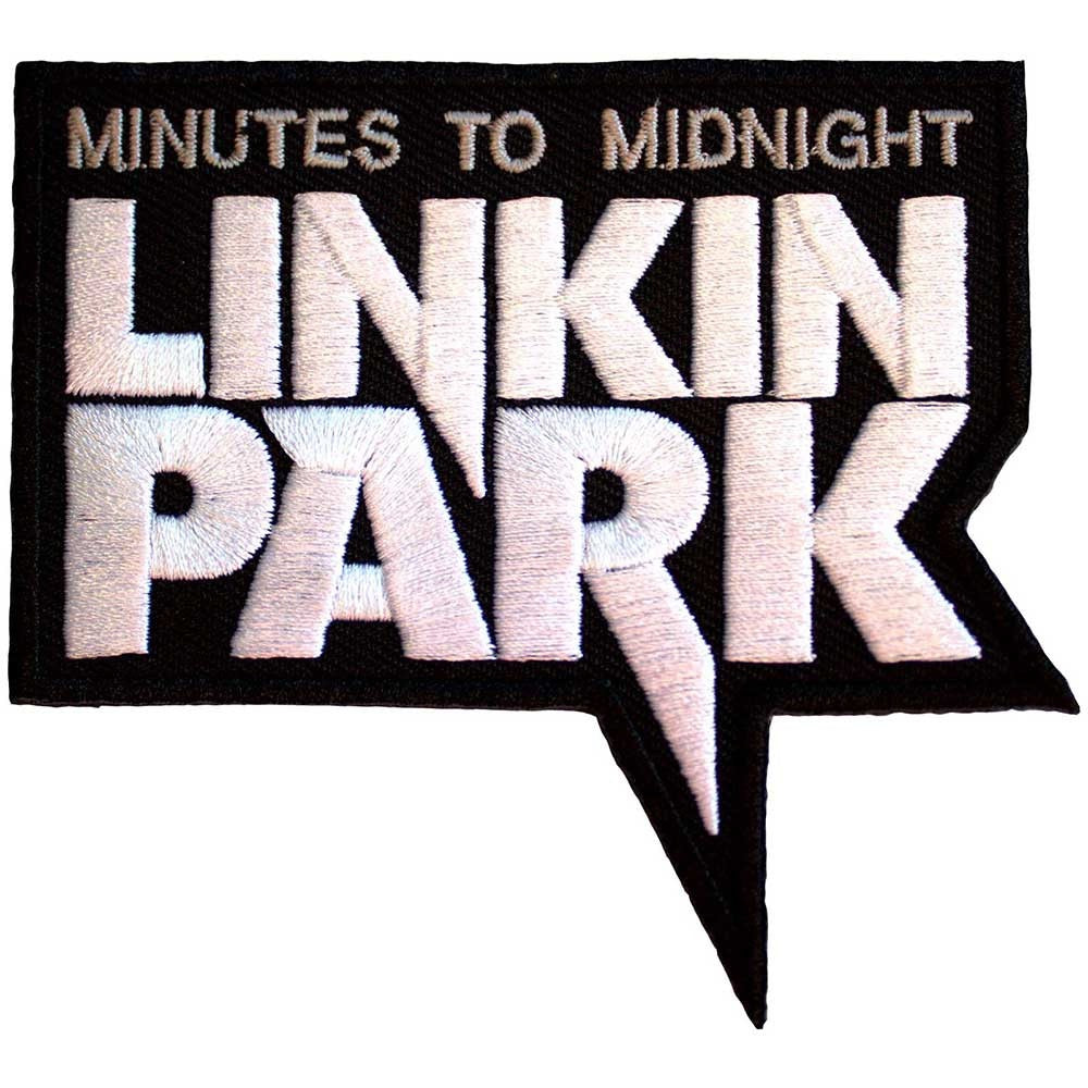 Linkin Park patch with 'Minutes to Midnight' text on a black background