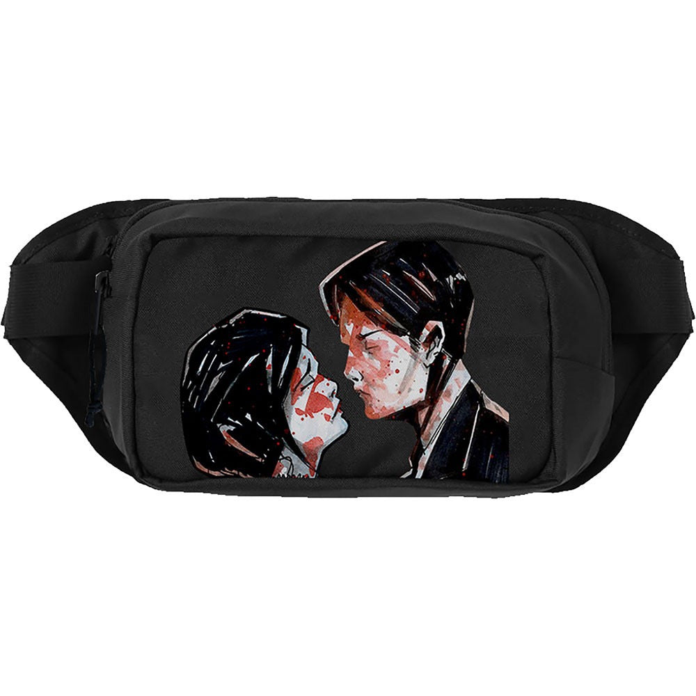 Black waist bag with Three Cheers for Sweet Revenge album cover graphic 