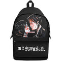 Black backpack with 'My Chemical Romance' Three Cheers for Sweet Revenge album cover design