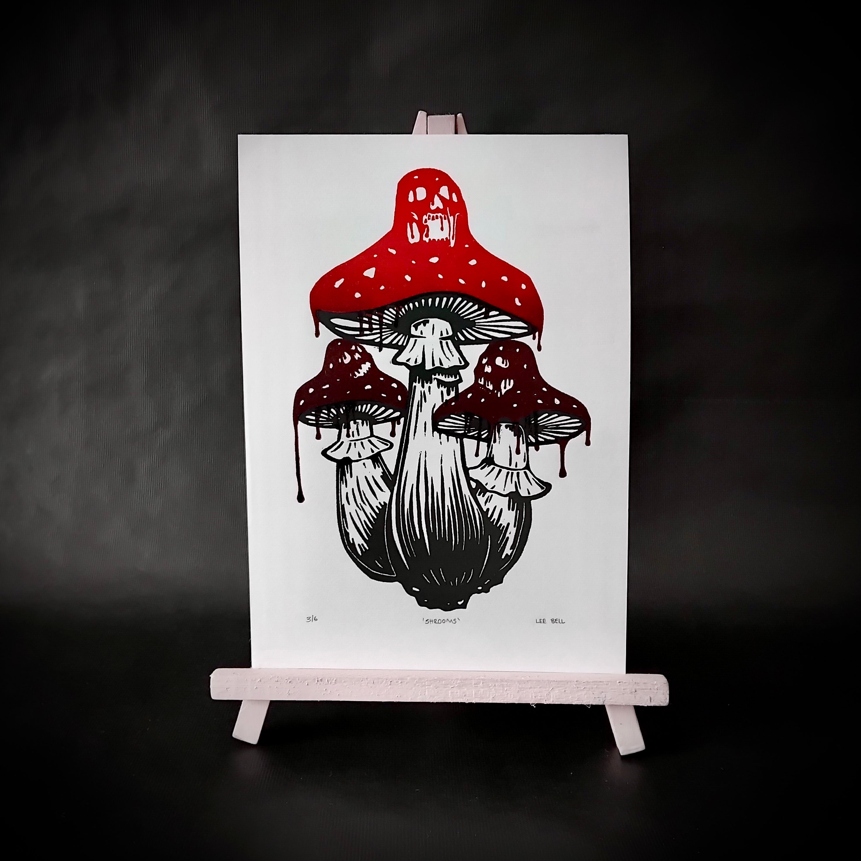 Limited Edition Shrooms A5 Lino Print