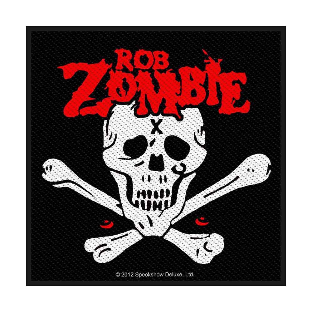 Patch with skull and crossbones design and 'Rob Zombie' text on a black background