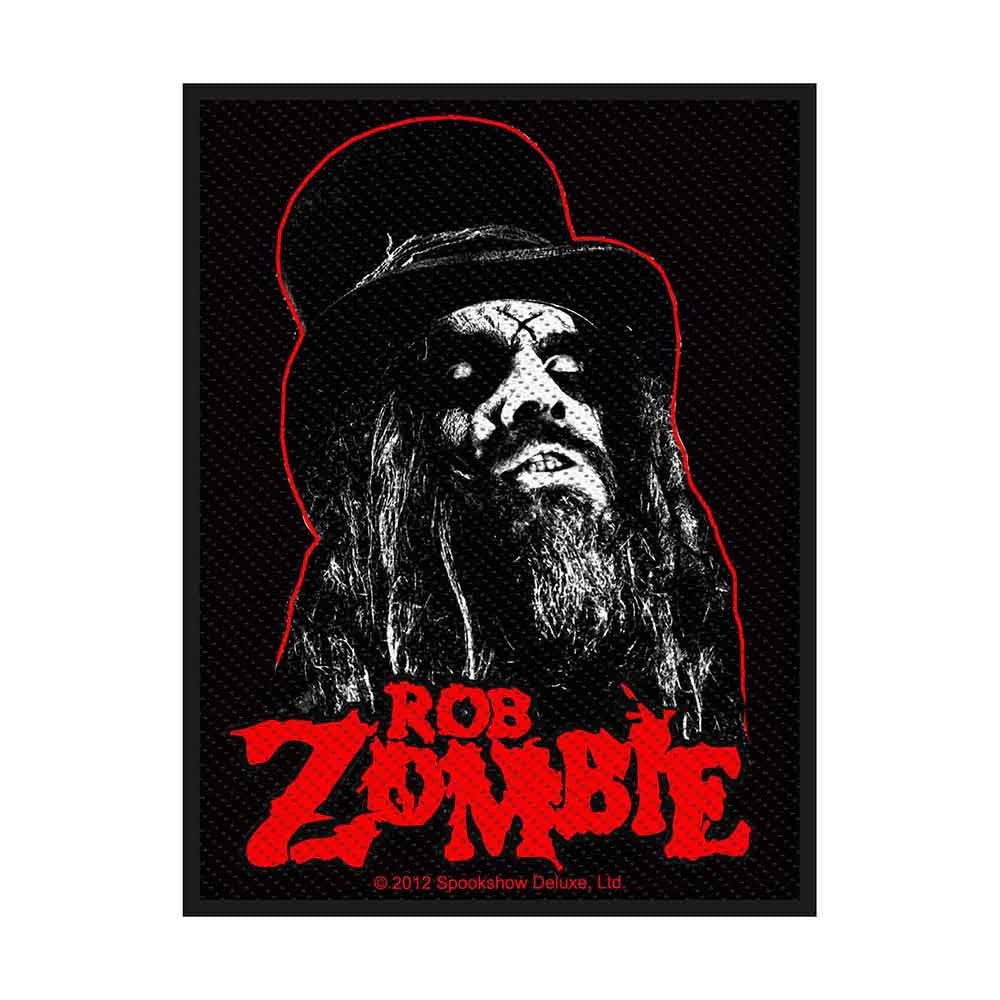 Patch with a stylized portrait of Rob Zombie, with 'Rob Zombie' text in red on a black background.