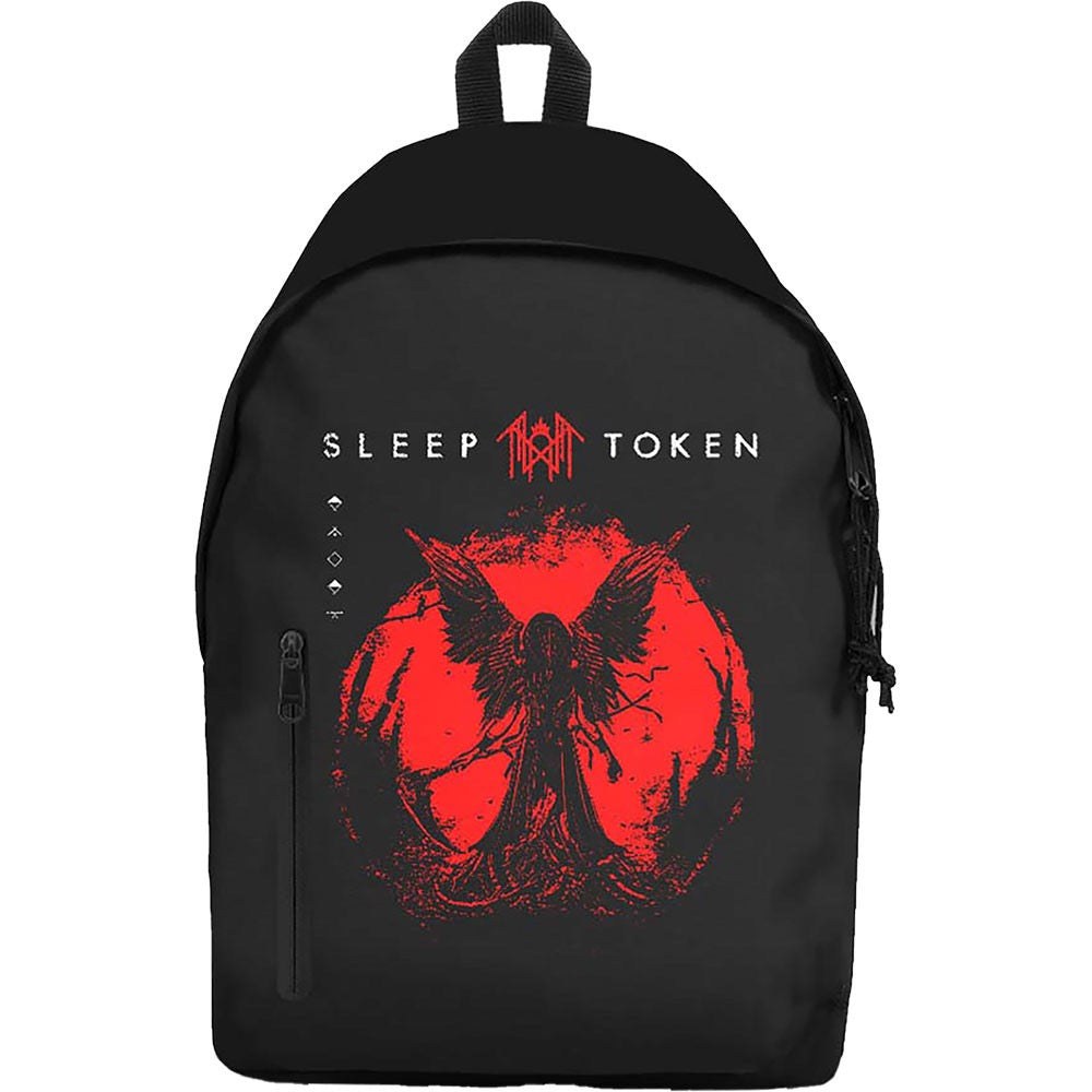 Black backpack with red graphic and 'Sleep Token' logo