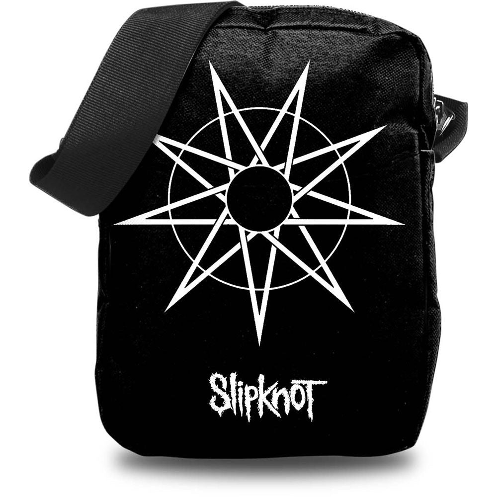 Black bag with white star design and 'Slipknot' text 