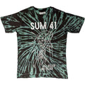 Tie-dye t-shirt with Sum 41 logo and tattoo style grim reaper graphic design 