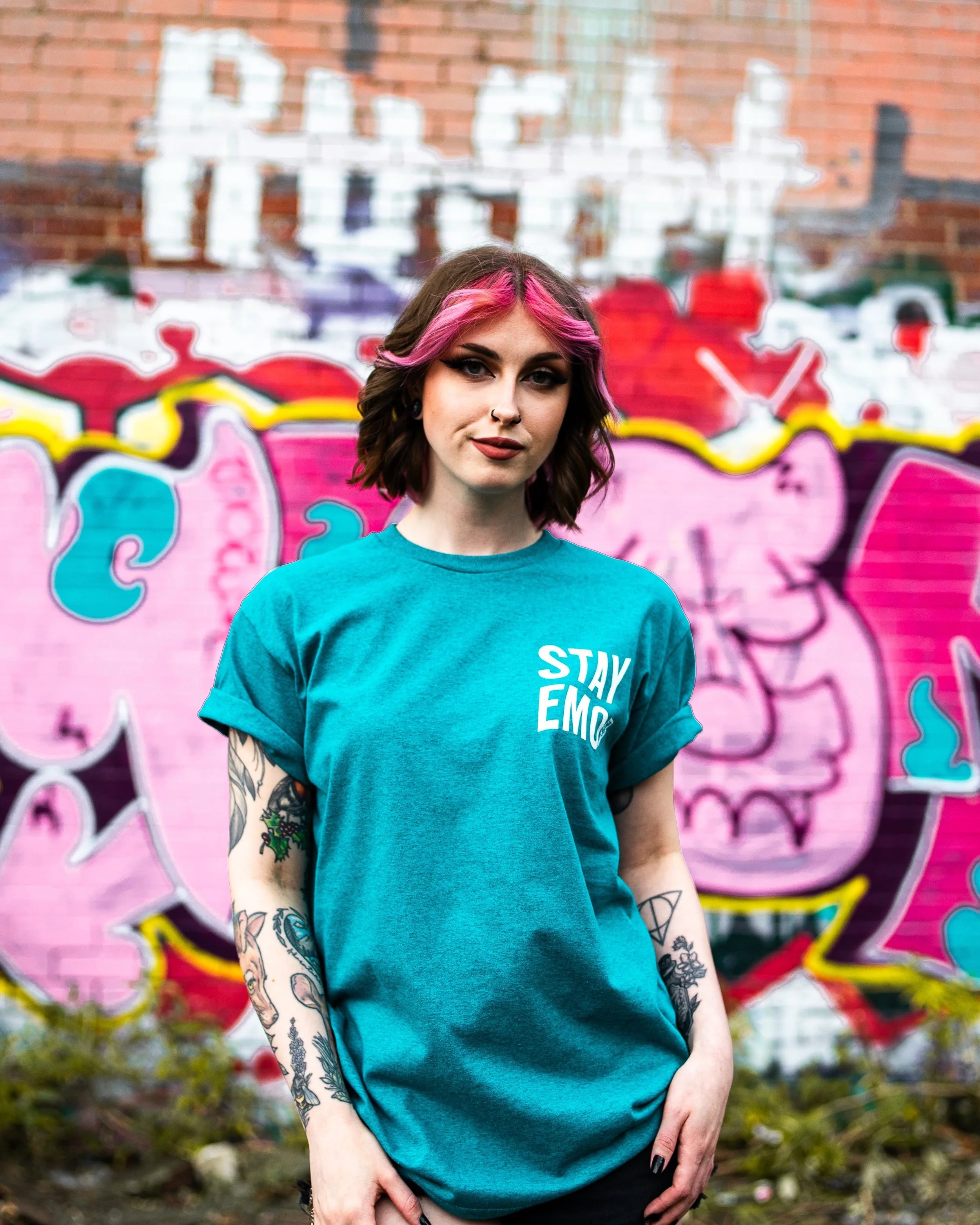 Stay Emo Bolt Aqua T-Shirt