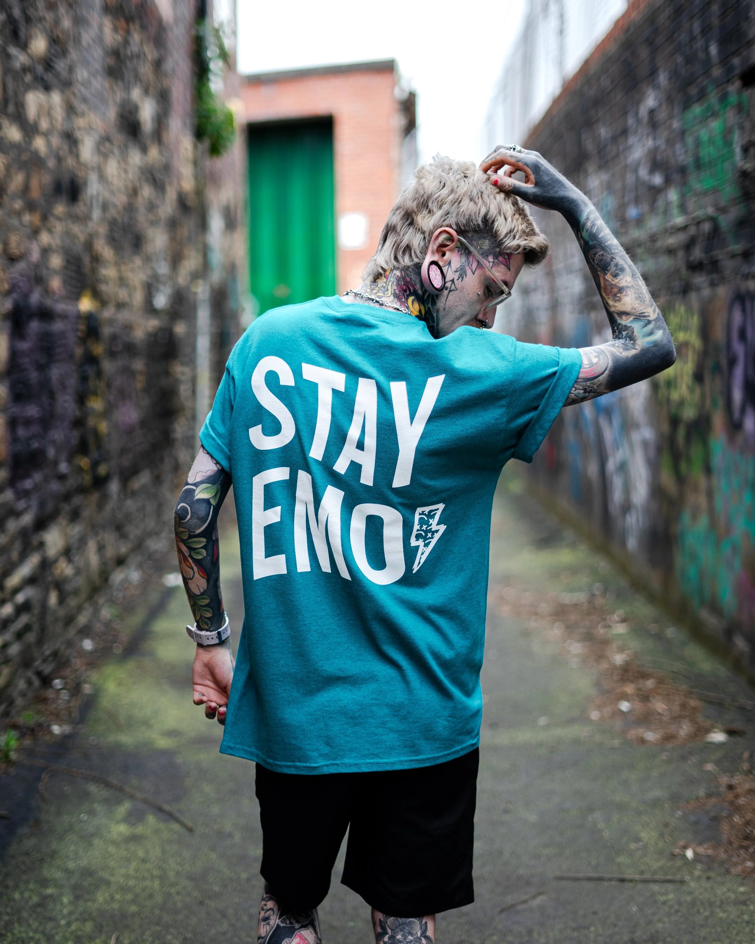 Stay Emo Bolt Aqua T-Shirt