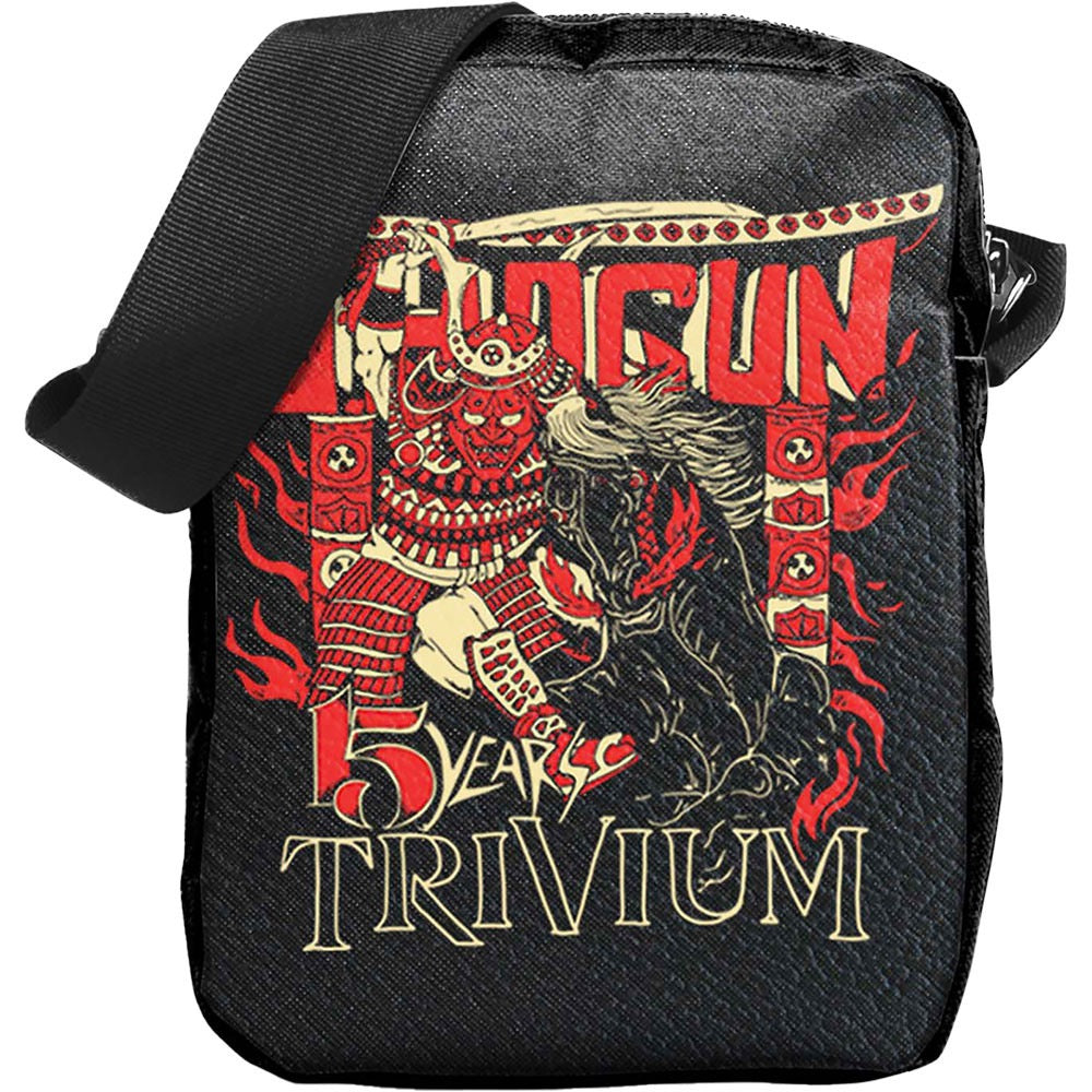 Black bag with 'Trivium' design featuring a warrior
