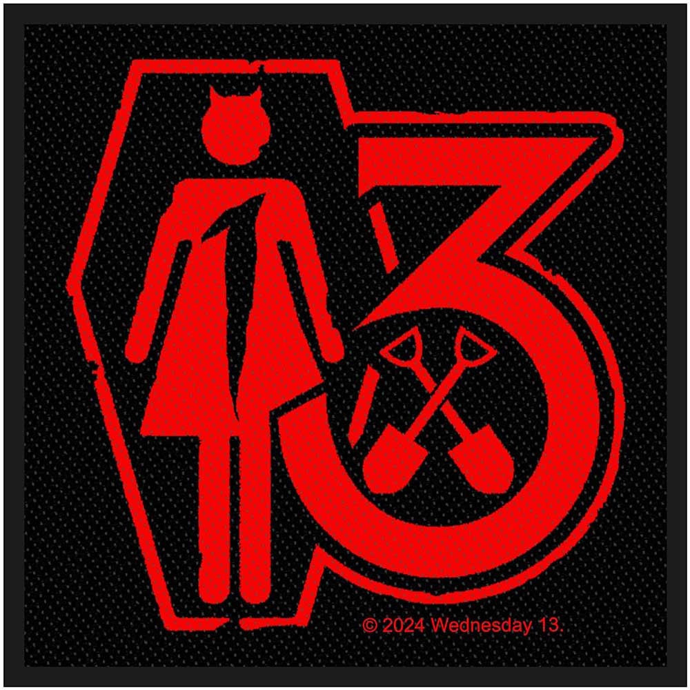 Wednesday 13 red logo on black patch