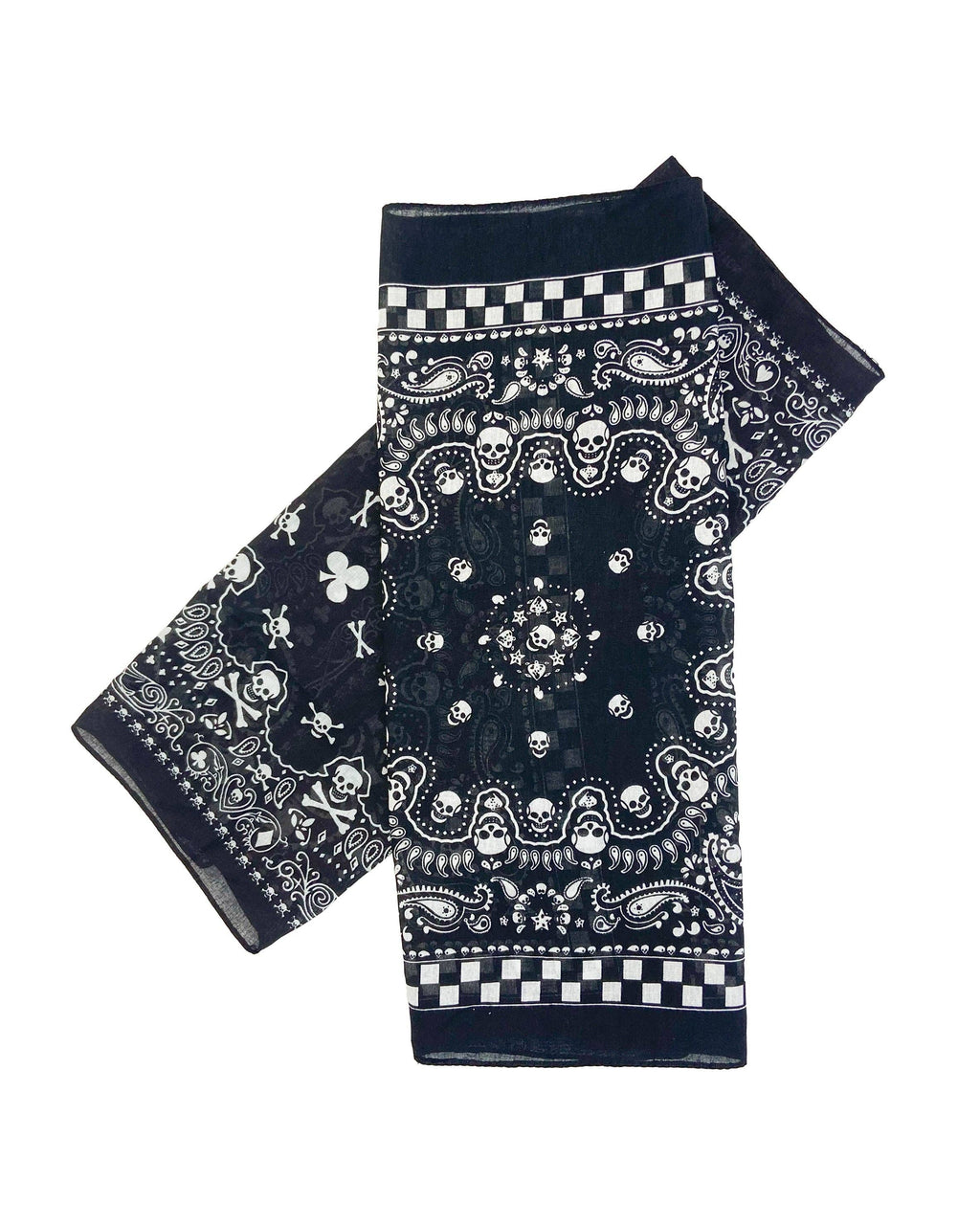 Checker Skull Black And White Bandana