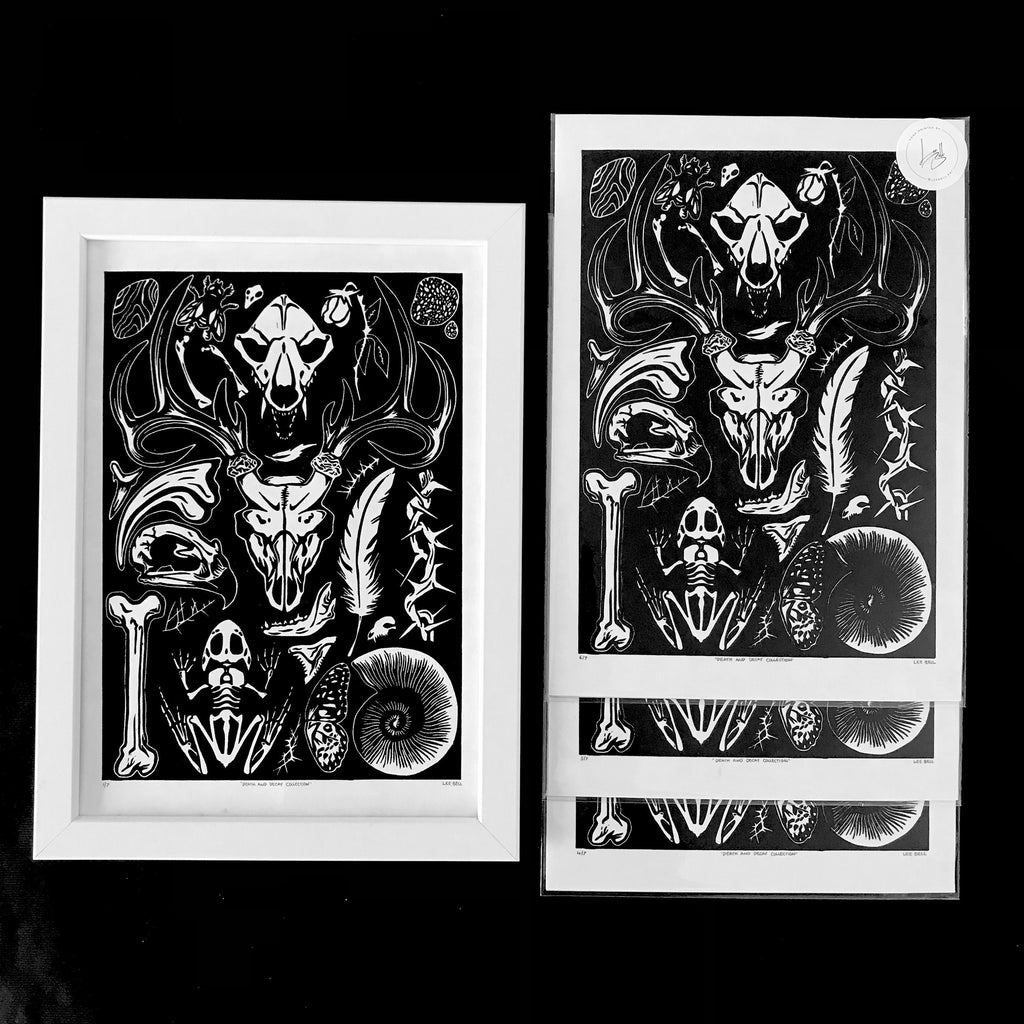 Shoreline, Pond & Decay Collection A4 Lino Print