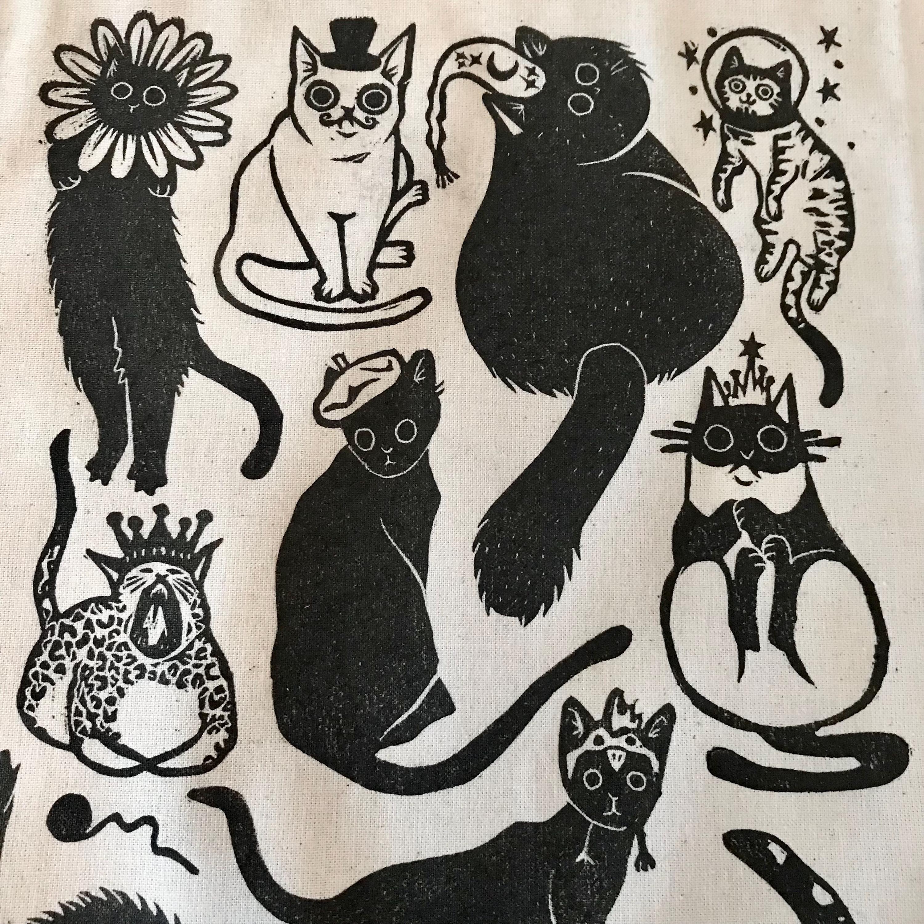 Whimsical Cats in Hats Fabric Wall Banner