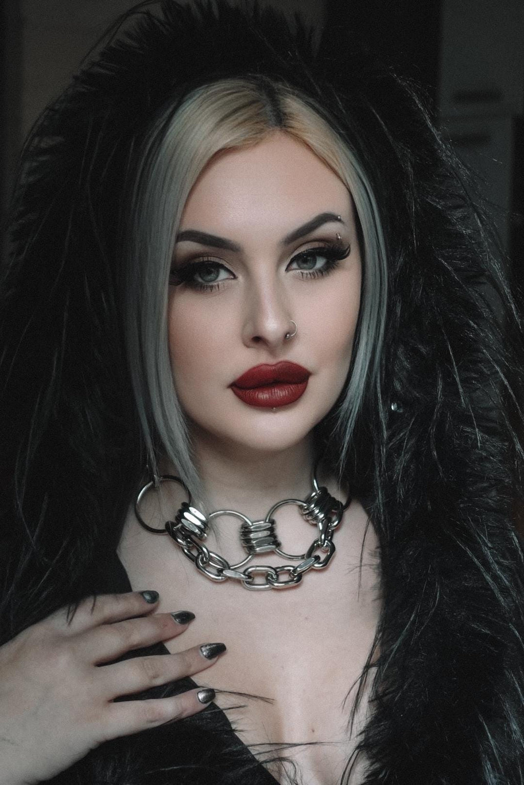 SABINA | Necklace Choker | Industrial Statement Chain | Alternative, Gothic, Cyberpunk Jewellery | Mosher Abroad