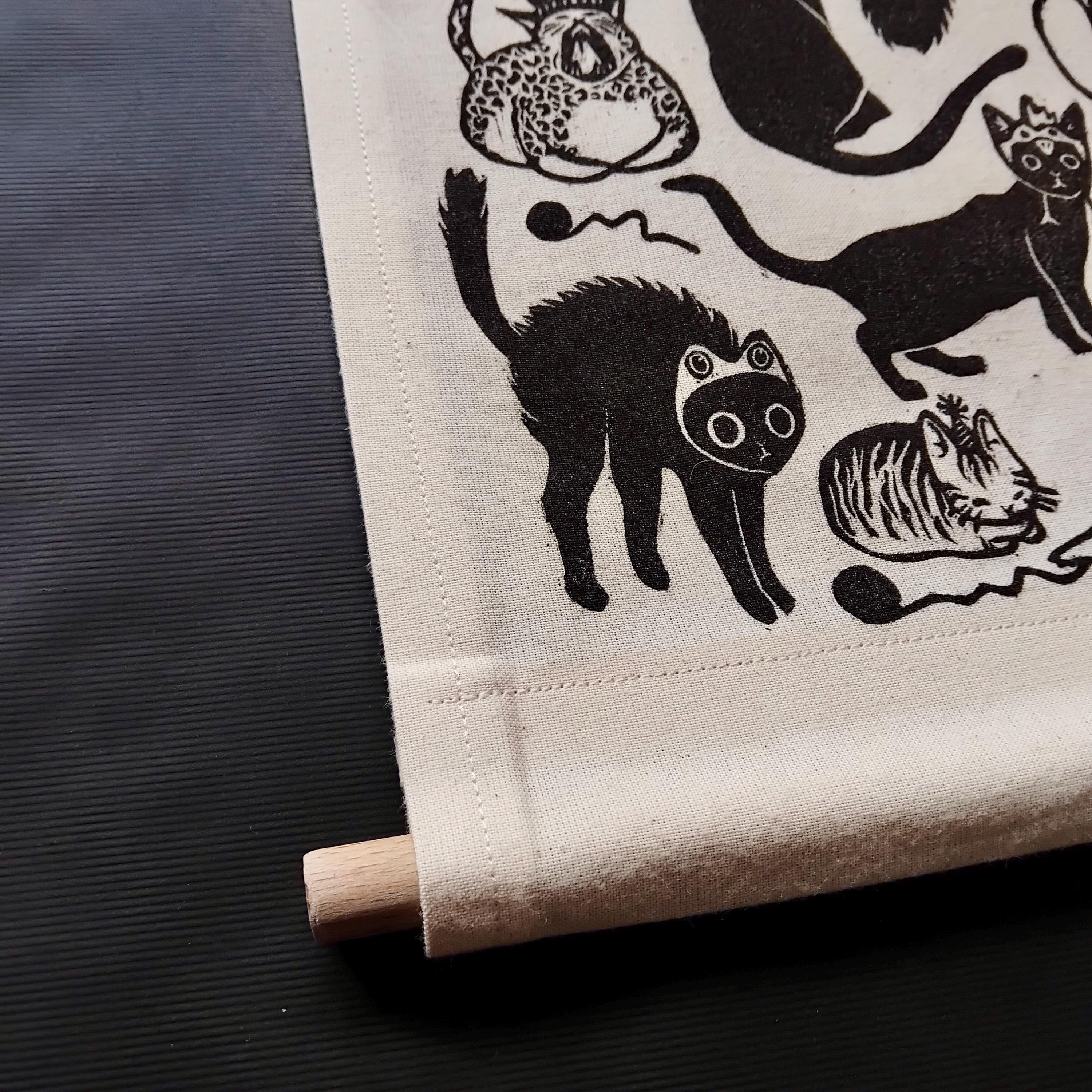 Whimsical Cats in Hats Fabric Wall Banner