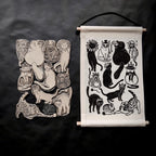 Whimsical Cats in Hats Fabric Wall Banner