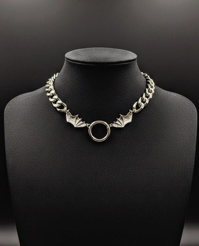 Nocturne O-Ring Bat Wing Choker Necklace