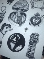 Gothic Art Print Furby, Black Tattoo Flash, A4, Dotwork Illustration
