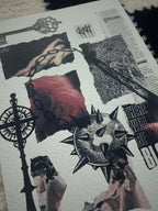 Medieval Weapon Art, Mixed media illustration collage print, A4, blackwork dotwork