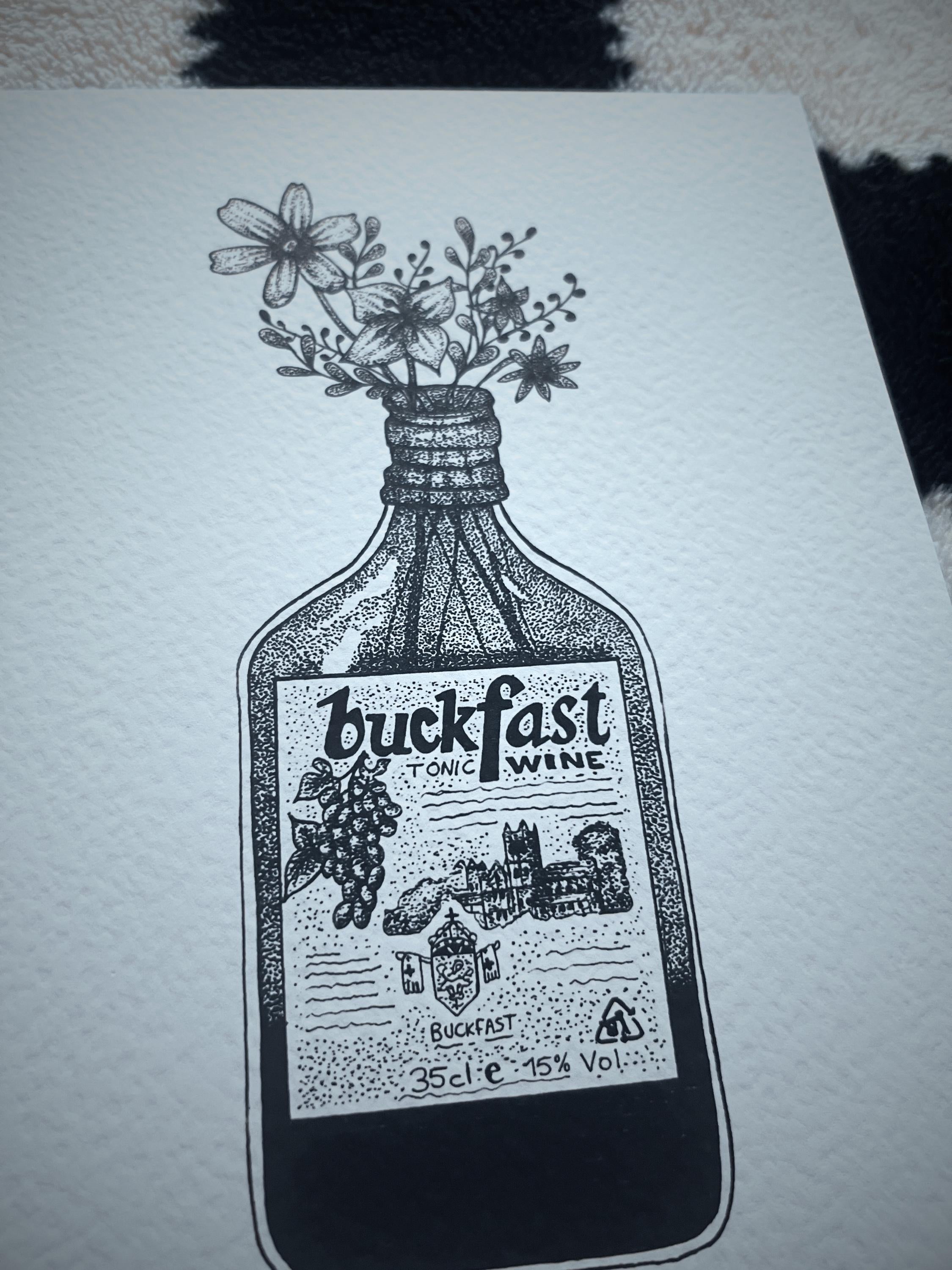 Buckfast Wall Art A4, Scottish Art Print, Black Tattoo Print