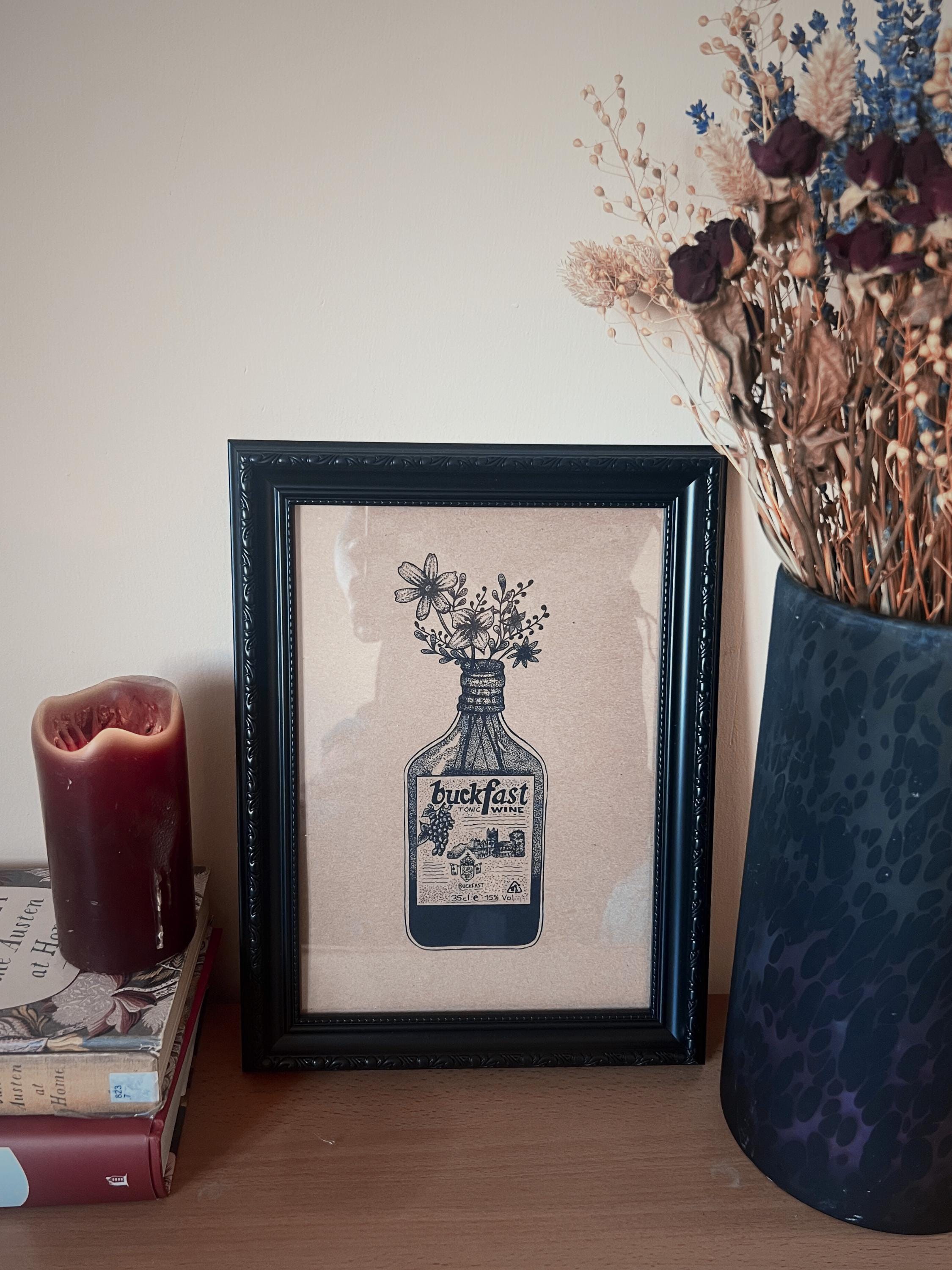 Buckfast Wall Art A4, Scottish Art Print, Black Tattoo Print