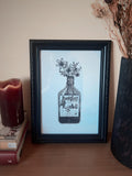 Buckfast Wall Art A4, Scottish Art Print, Black Tattoo Print