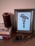 Mushroom illustration print A5, gothic wall decor