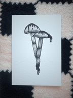 Mushroom illustration print A5, gothic wall decor