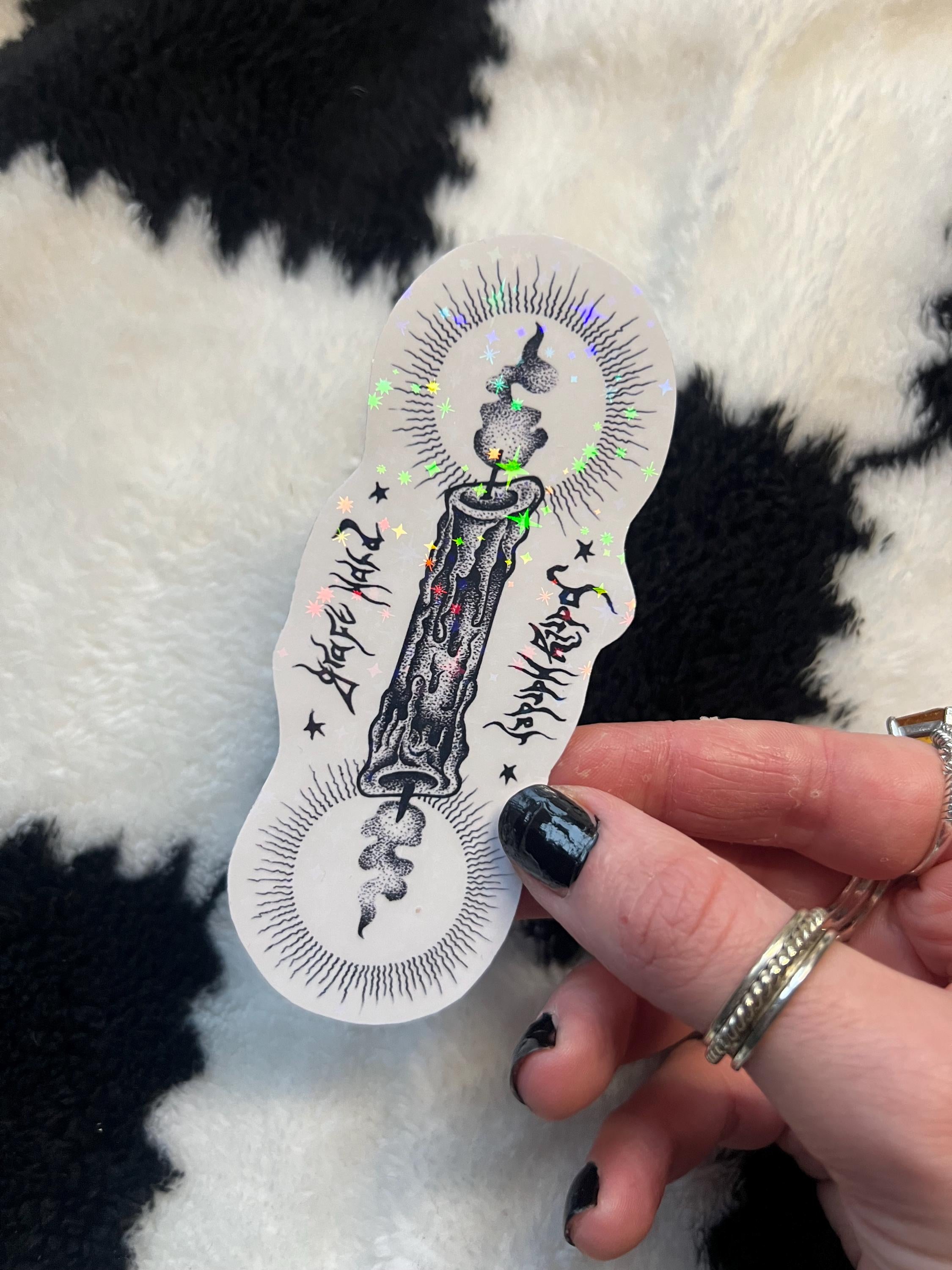 Dotwork Candle Art Sticker