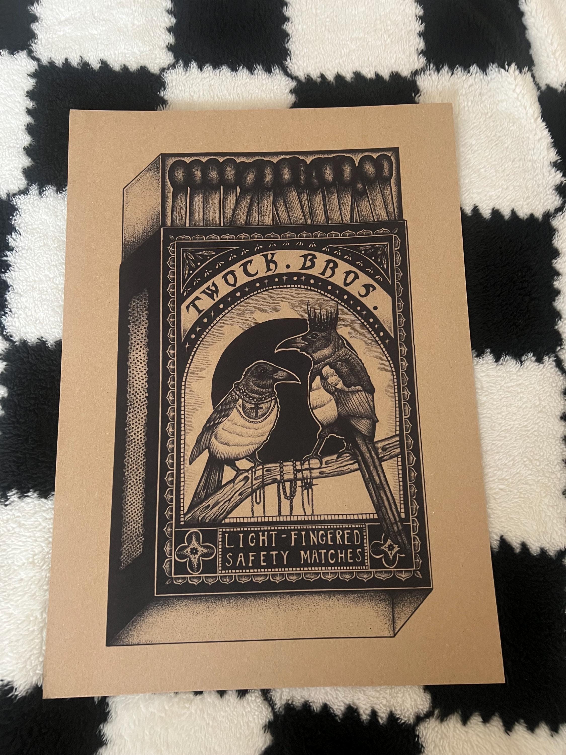 Magpies Matchbox A3 Art Print