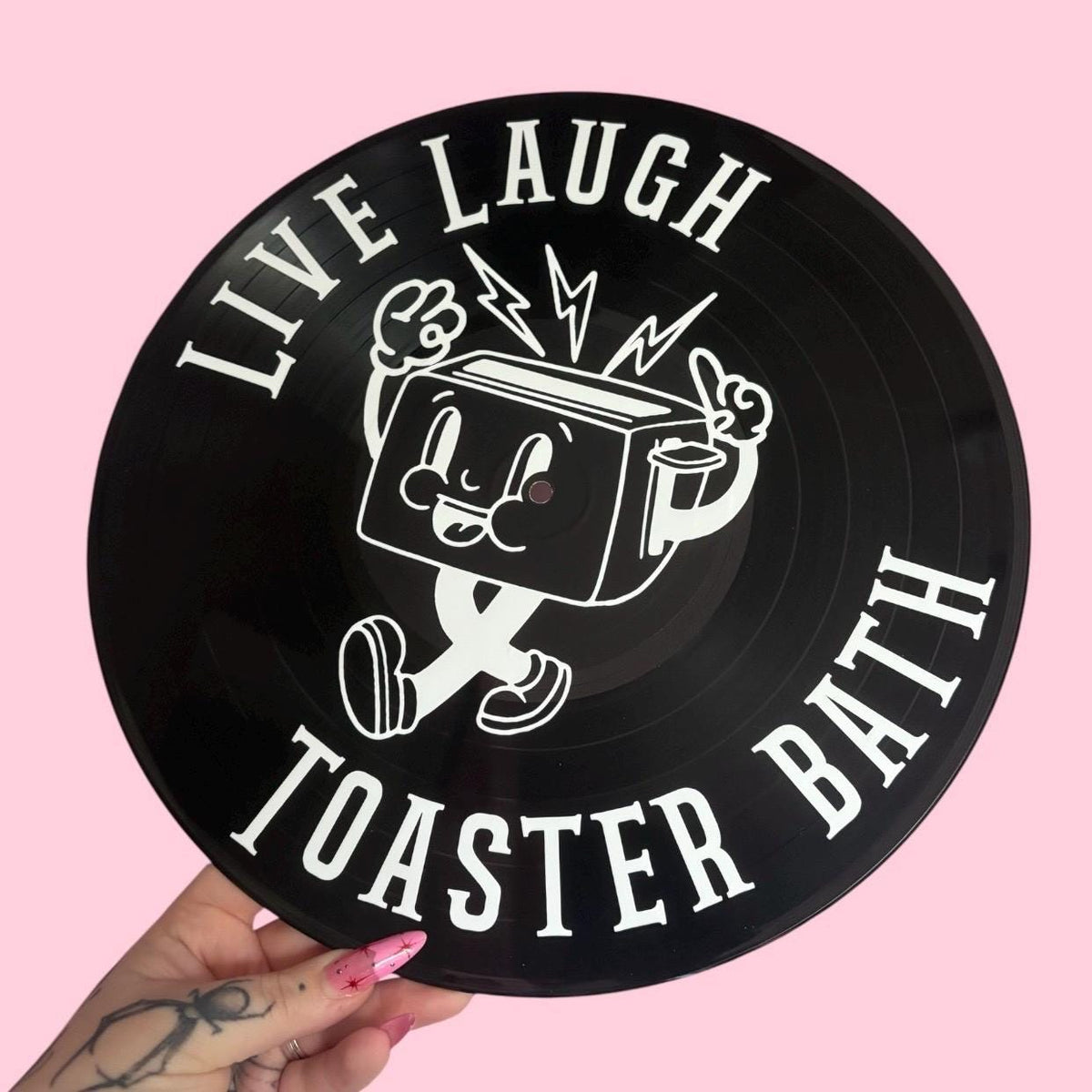 Live Laugh Toaster Bath Record Wall Art