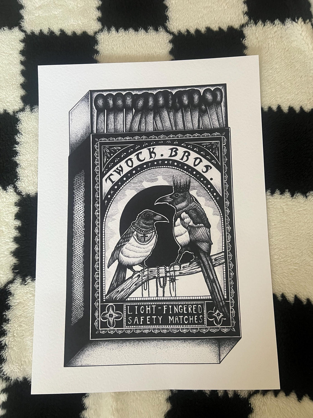 Magpies Matchbox A3 Art Print