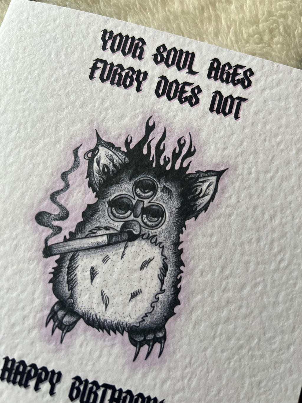 Goth Furby Birthday Card