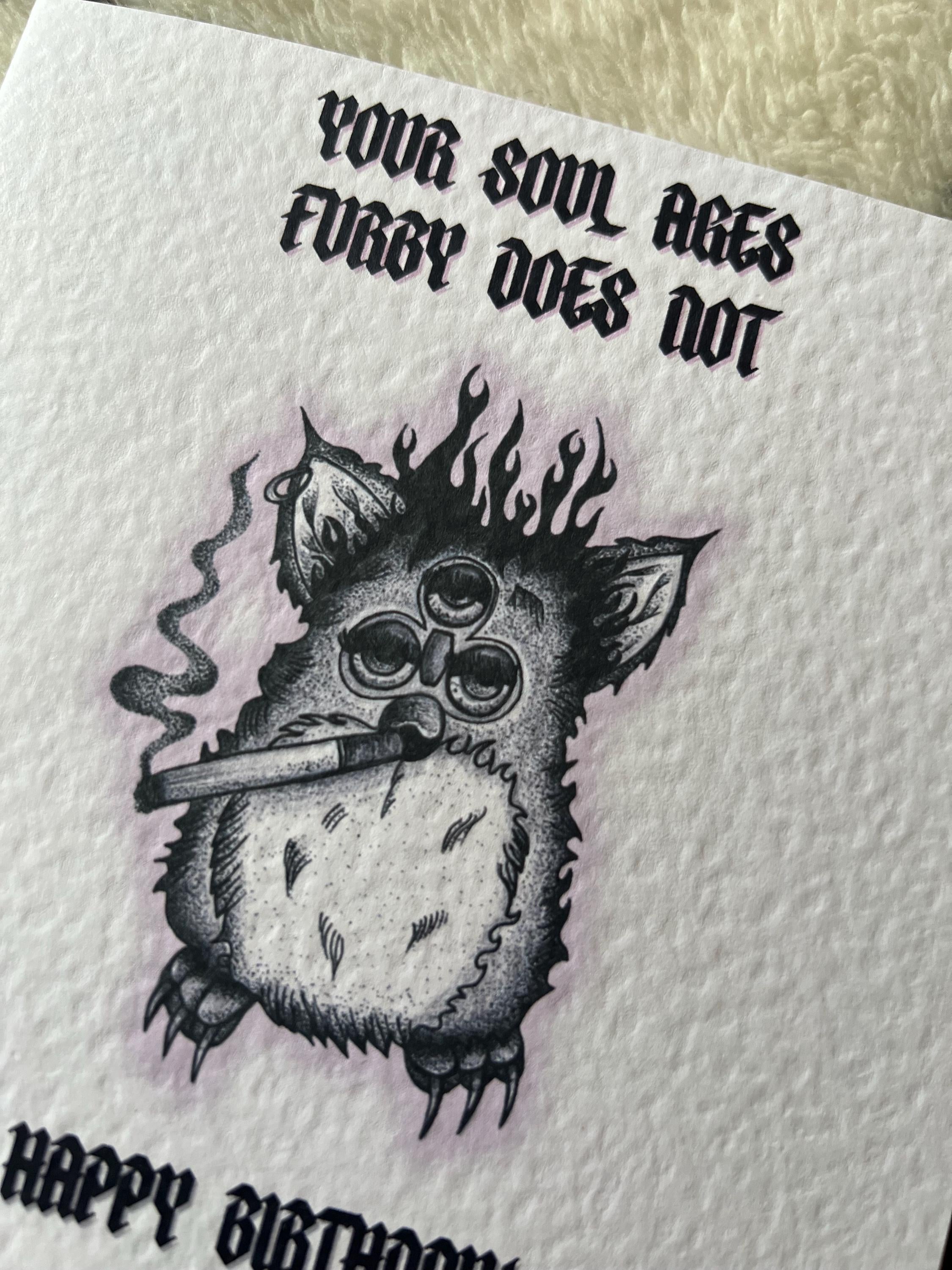 Goth Furby Birthday Card