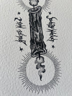 Gothic Candle Art Print Illustration, Black Dotwork A4 Poster