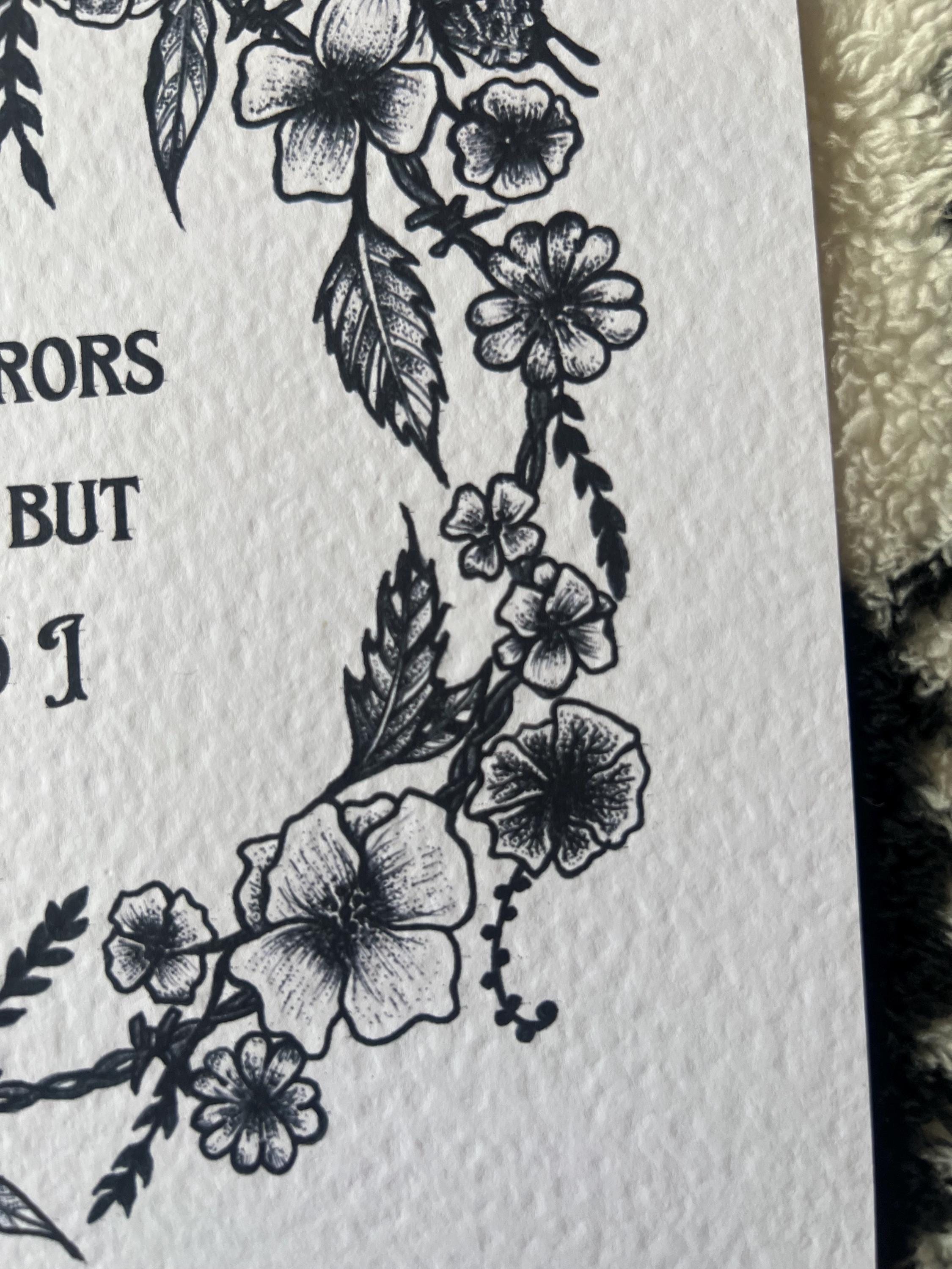 The Horrors Persist But So Do I Art Print | Gothic Illustration | Dark Humour Wall Art | Alternative Home Dec (20x20cm)