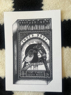 Magpie Art Print, A4 wall art, blackwork dotwork drawing, Matchbox Design