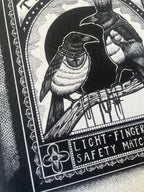 Magpie Art Print, A4 wall art, blackwork dotwork drawing, Matchbox Design